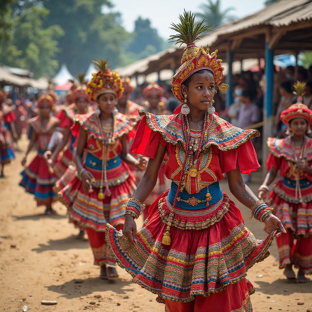 Cultural festival with traditional dance performances and local crafts